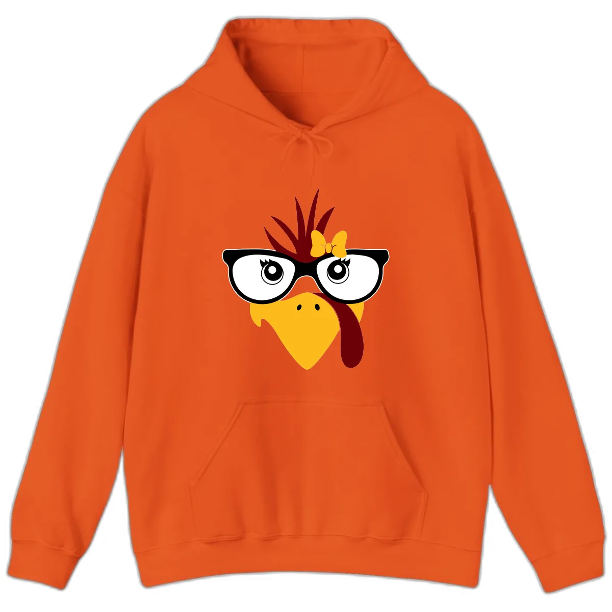 Nerd Turkey With Glasses And Bow Hoodie in Orange
