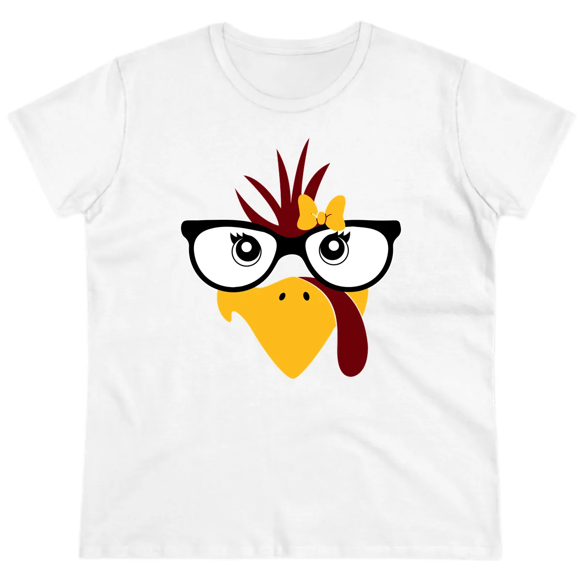 Nerd Turkey With Glasses And Bow Ladies Tee in White