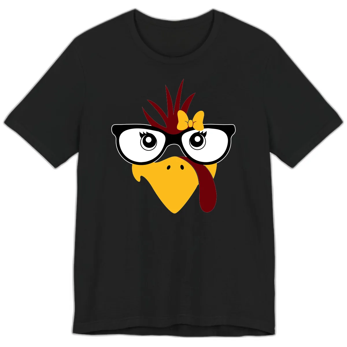 Nerd Turkey With Glasses And Bow Premium T-Shirt in Black