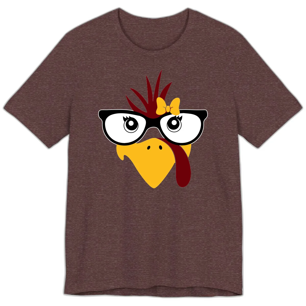 Nerd Turkey With Glasses And Bow Premium T-Shirt in Heather Maroon