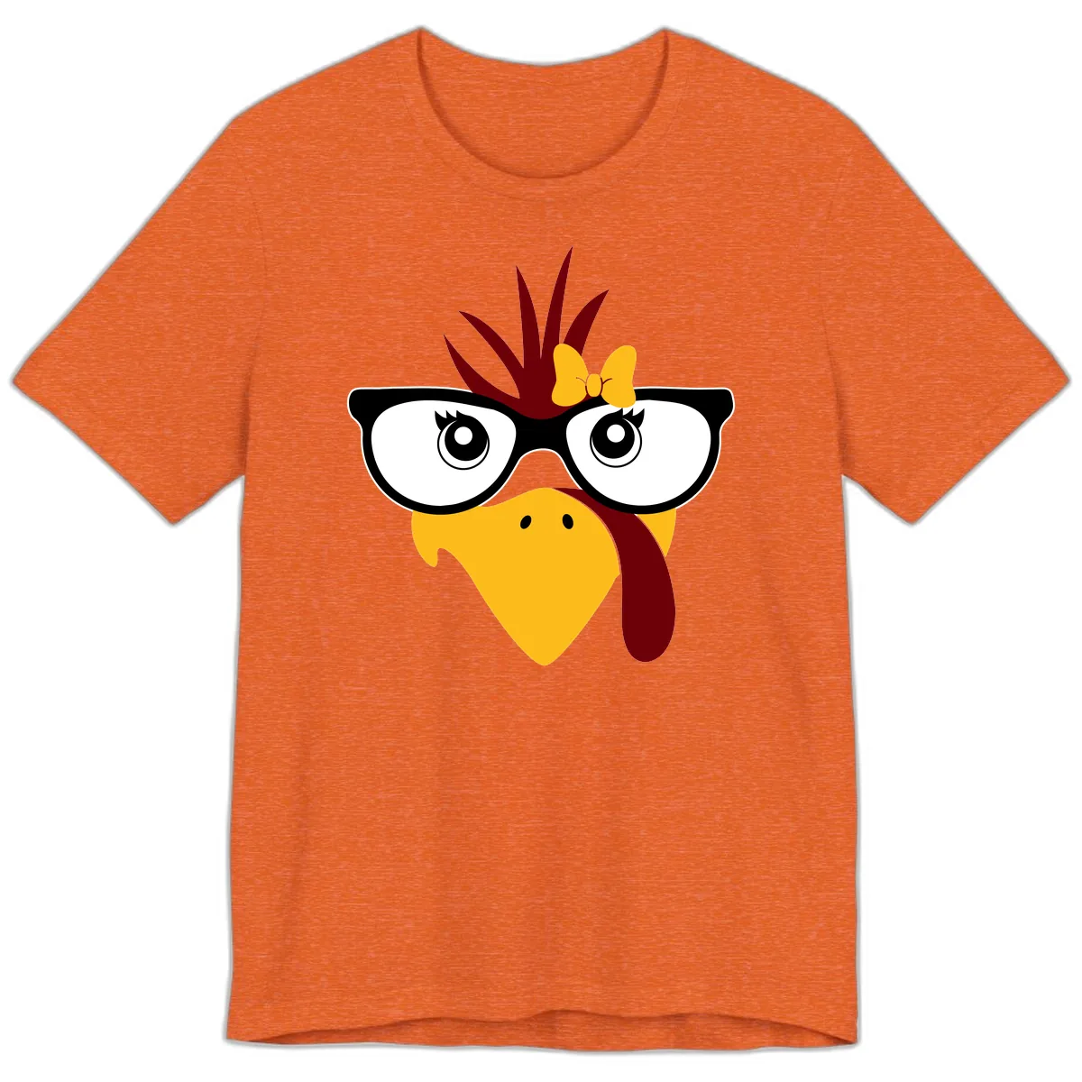 Nerd Turkey With Glasses And Bow Premium T-Shirt in Heather Orange