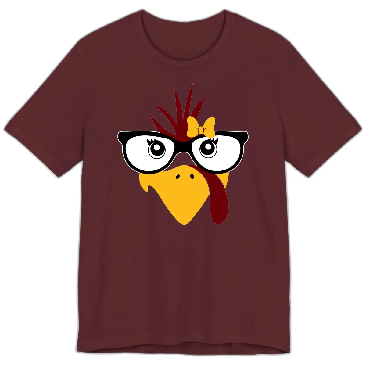Nerd Turkey With Glasses And Bow Premium T-Shirt in Maroon