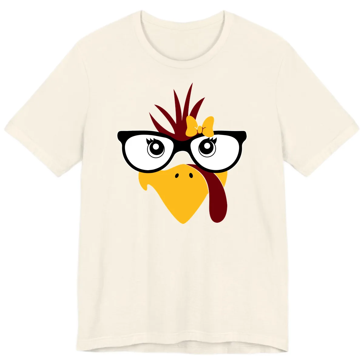 Nerd Turkey With Glasses And Bow Premium T-Shirt in Natural