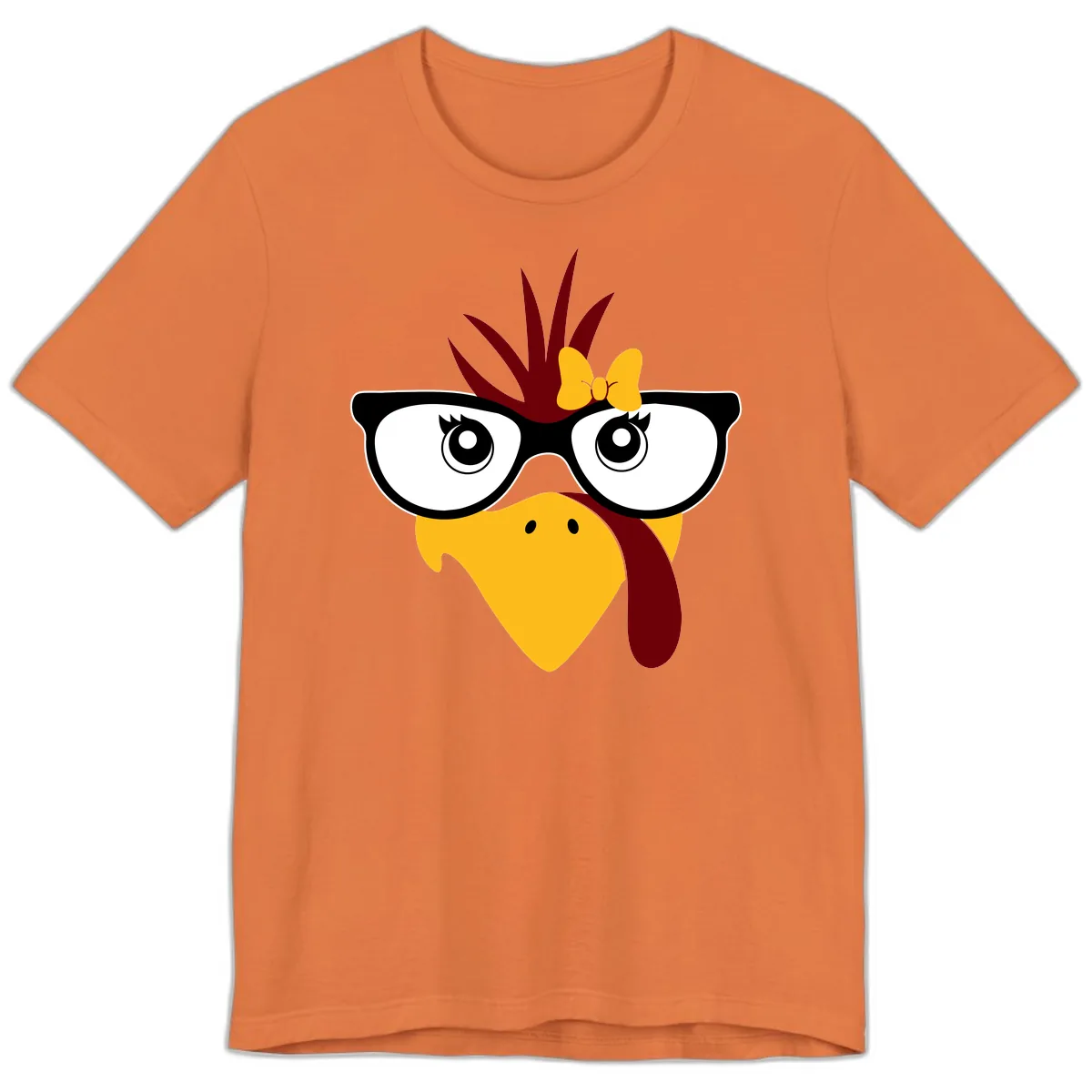 Nerd Turkey With Glasses And Bow Premium T-Shirt in Burnt Orange
