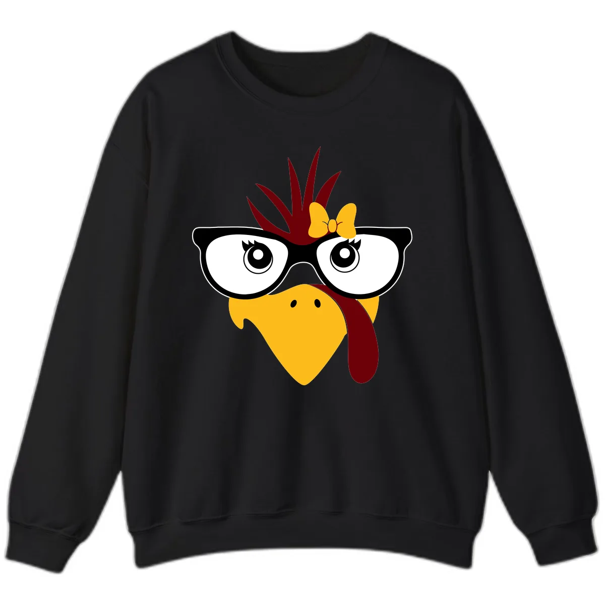 Nerd Turkey With Glasses And Bow Sweatshirt in Black