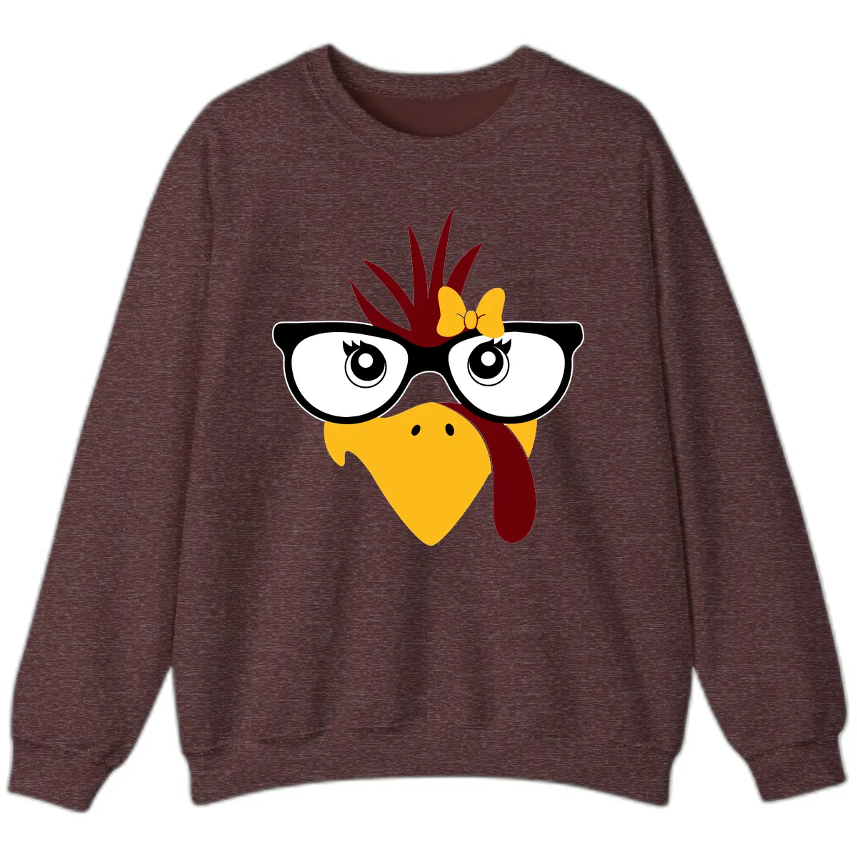 Nerd Turkey With Glasses And Bow Sweatshirt in Heather Sport Dark Maroon