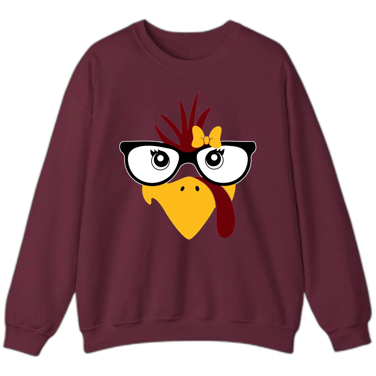 Nerd Turkey With Glasses And Bow Sweatshirt in Maroon