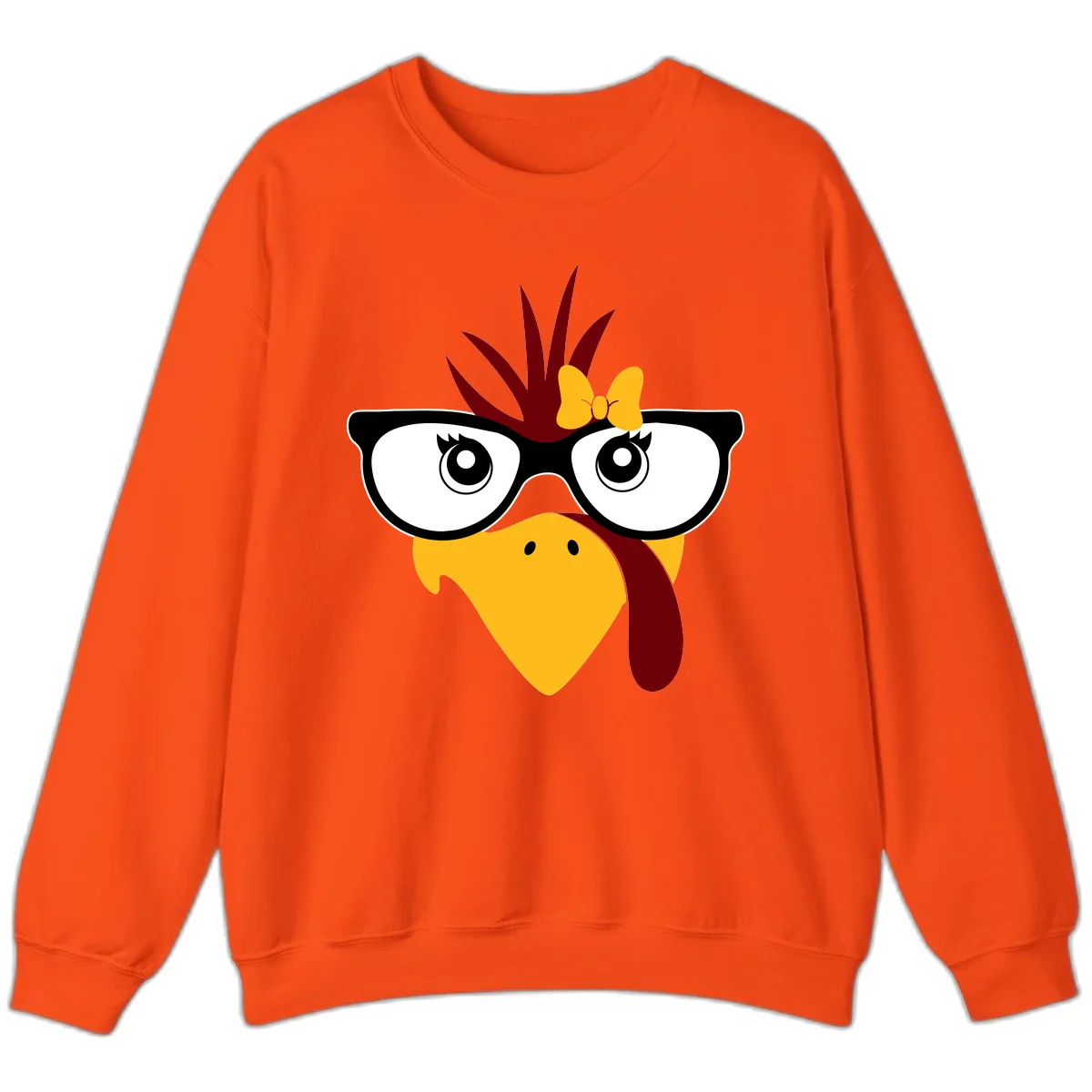 Nerd Turkey With Glasses And Bow Sweatshirt in Orange