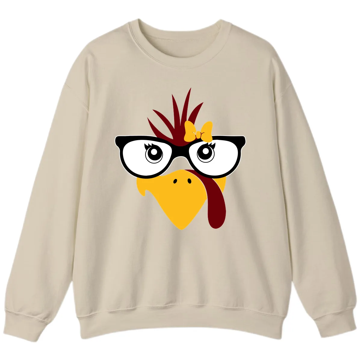 Nerd Turkey With Glasses And Bow Sweatshirt in Sand