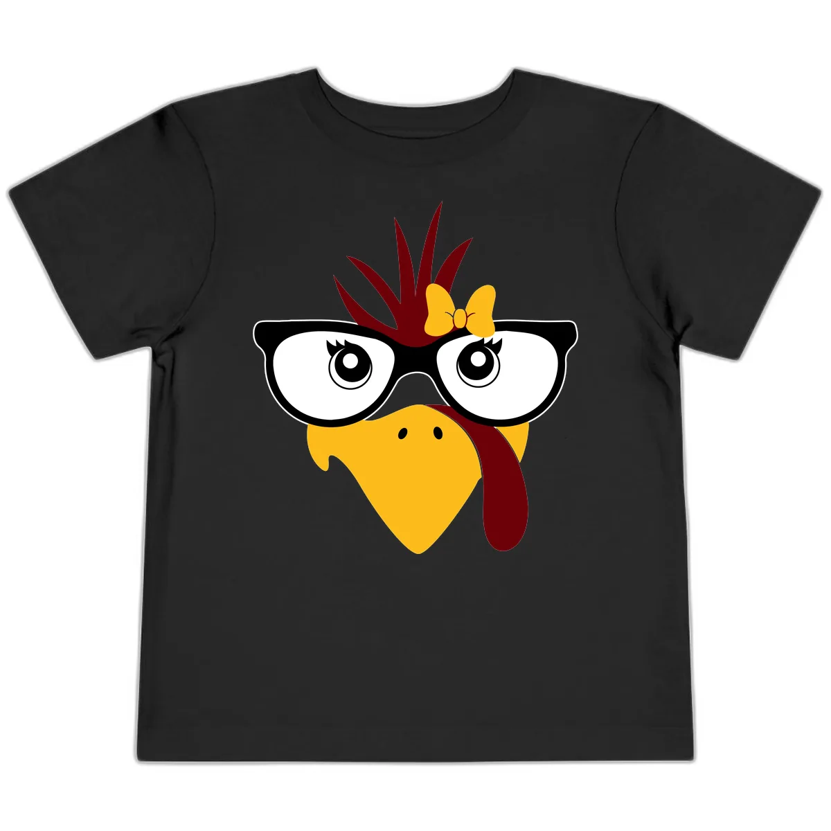Nerd Turkey With Glasses And Bow Toddler T-Shirt in Black