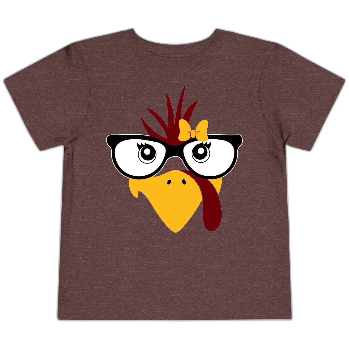 Nerd Turkey With Glasses And Bow Toddler T-Shirt in Heather Maroon