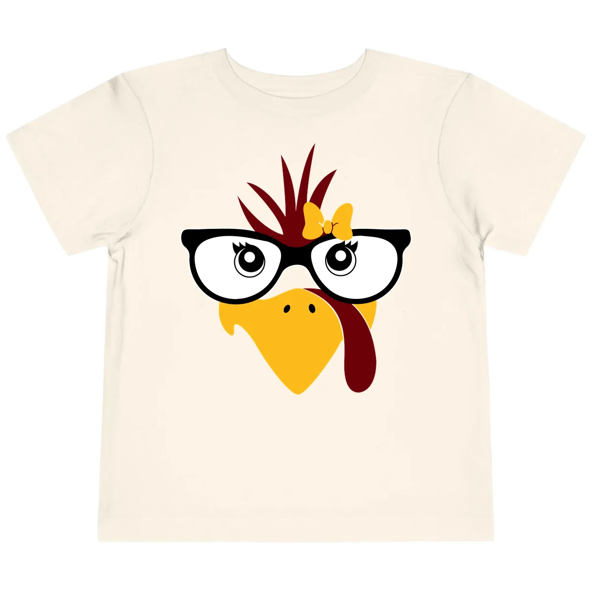 Nerd Turkey With Glasses And Bow Toddler T-Shirt in Natural