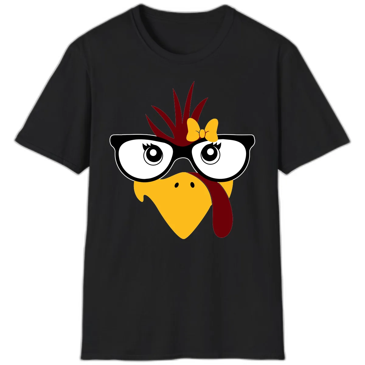 Nerd Turkey With Glasses And Bow T-Shirt in Black