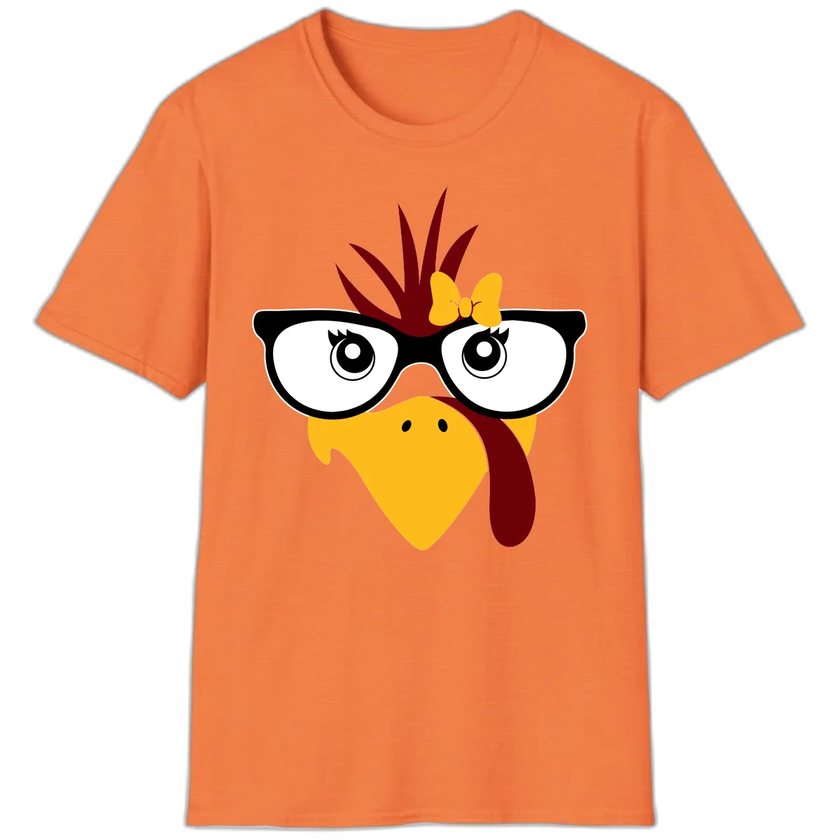 Nerd Turkey With Glasses And Bow T-Shirt in Heather Orange