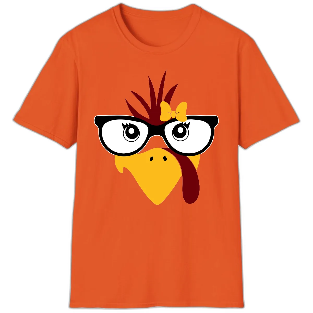 Nerd Turkey With Glasses And Bow T-Shirt in Orange