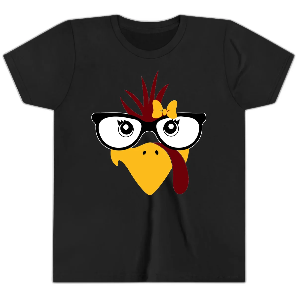 Nerd Turkey With Glasses And Bow Youth T-Shirt in Black