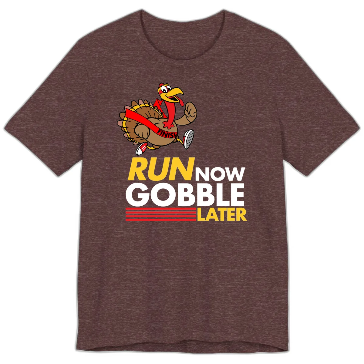 Run Now Gobble Later Turkey Premium T-Shirt in Heather Maroon