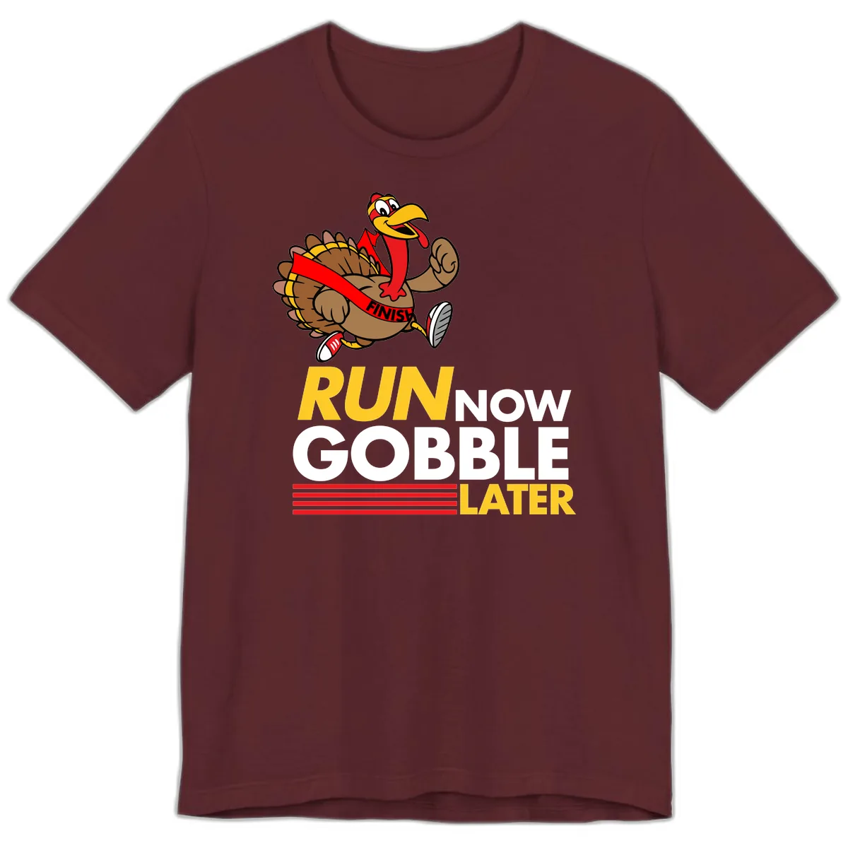 Run Now Gobble Later Turkey Premium T-Shirt in Maroon