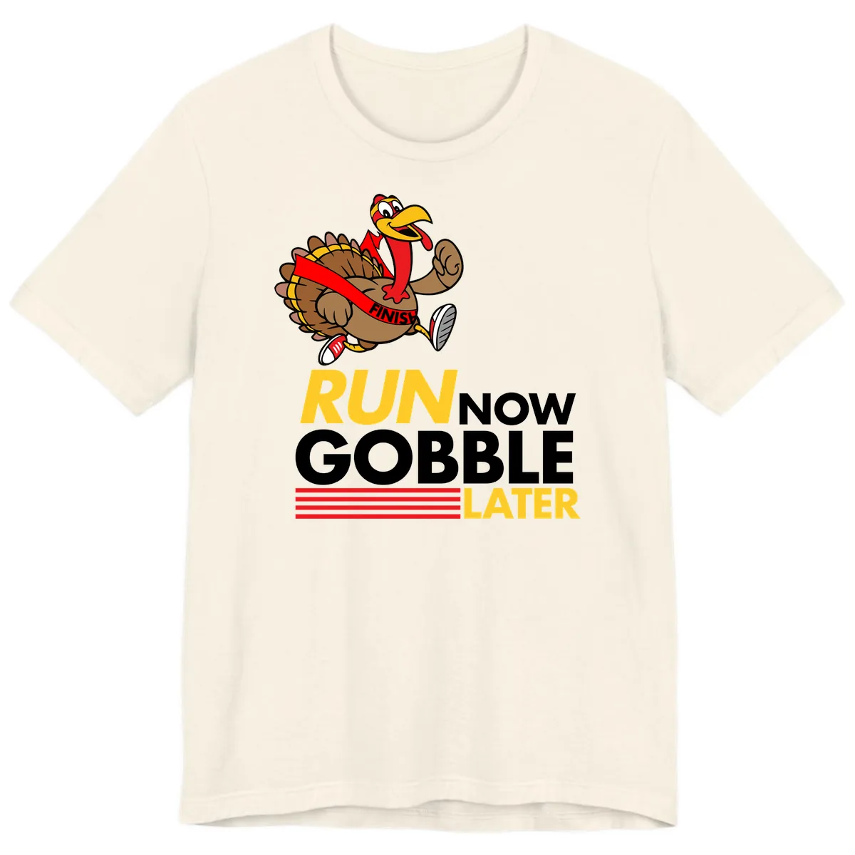 Run Now Gobble Later Turkey Premium T-Shirt in Natural