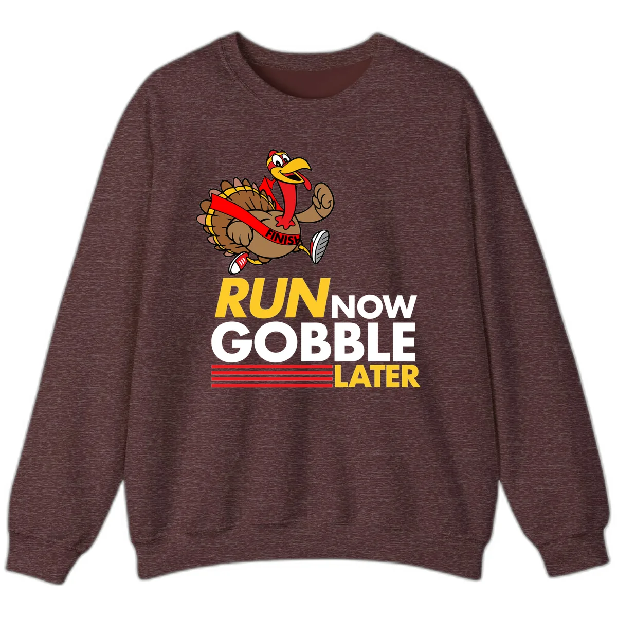 Run Now Gobble Later Turkey Sweatshirt in Heather Sport Dark Maroon