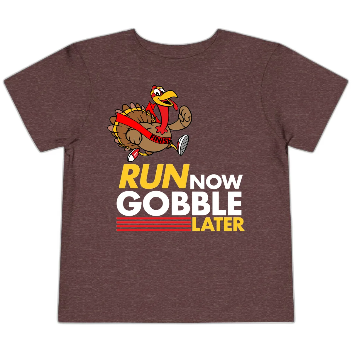 Run Now Gobble Later Turkey Toddler T-Shirt in Heather Maroon