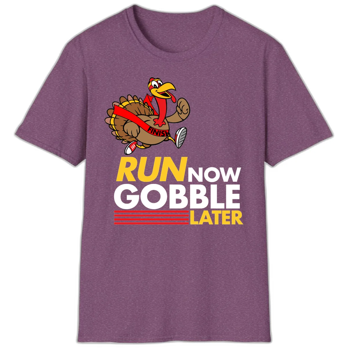 Run Now Gobble Later Turkey T-Shirt in Heather Maroon