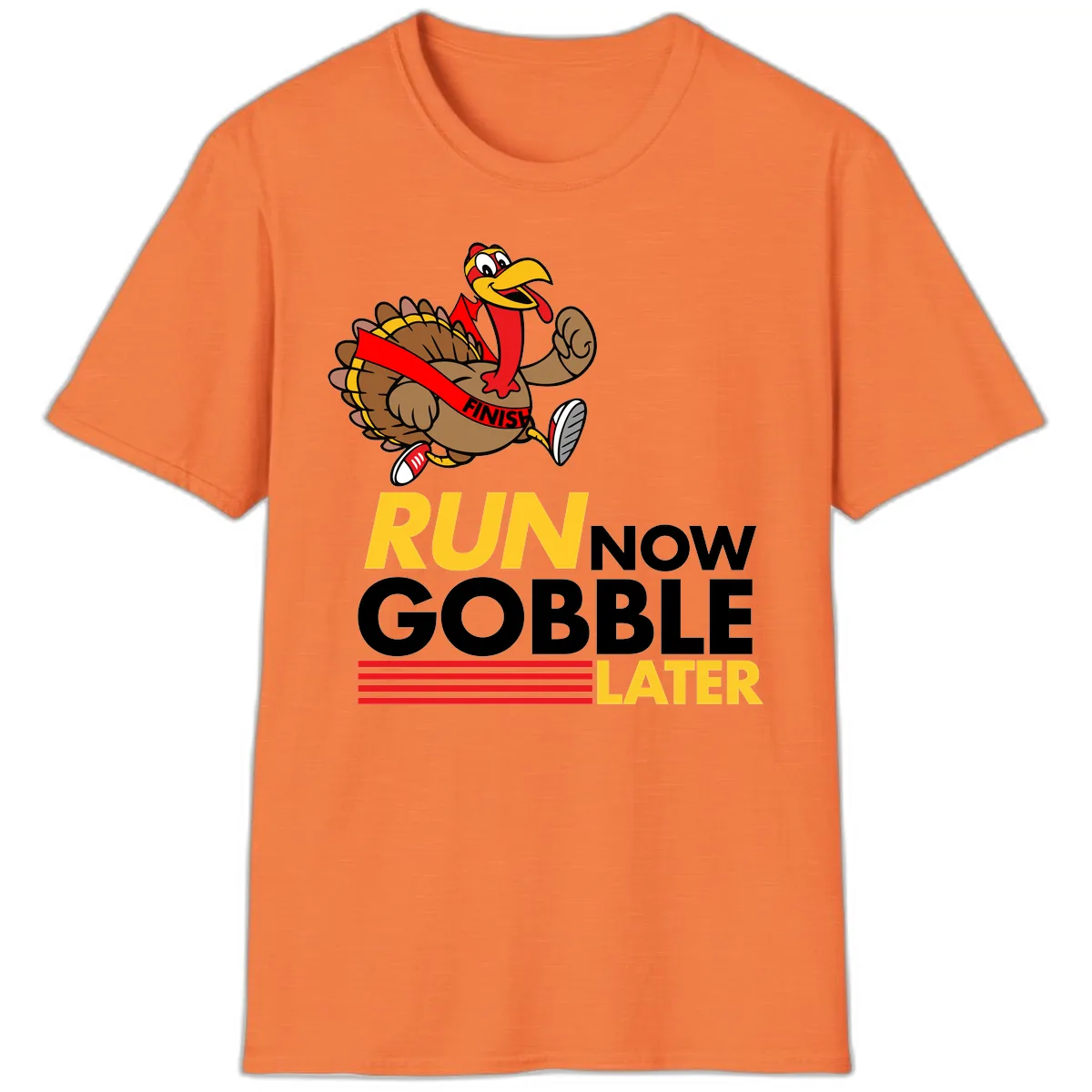 Run Now Gobble Later Turkey T-Shirt in Heather Orange