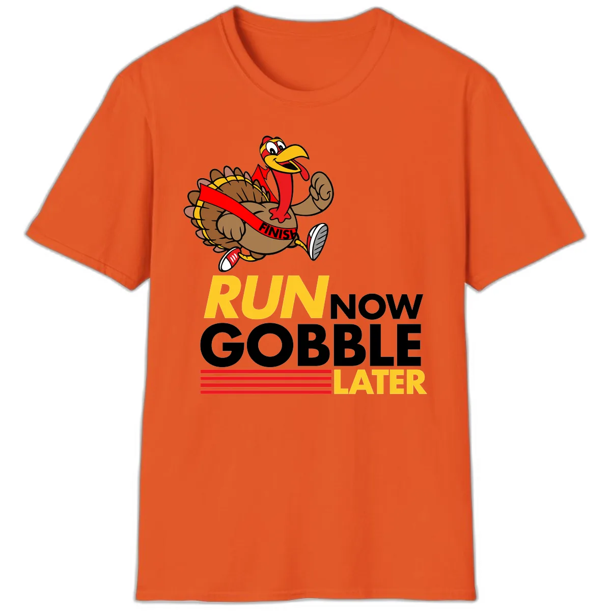 Run Now Gobble Later Turkey T-Shirt in Orange