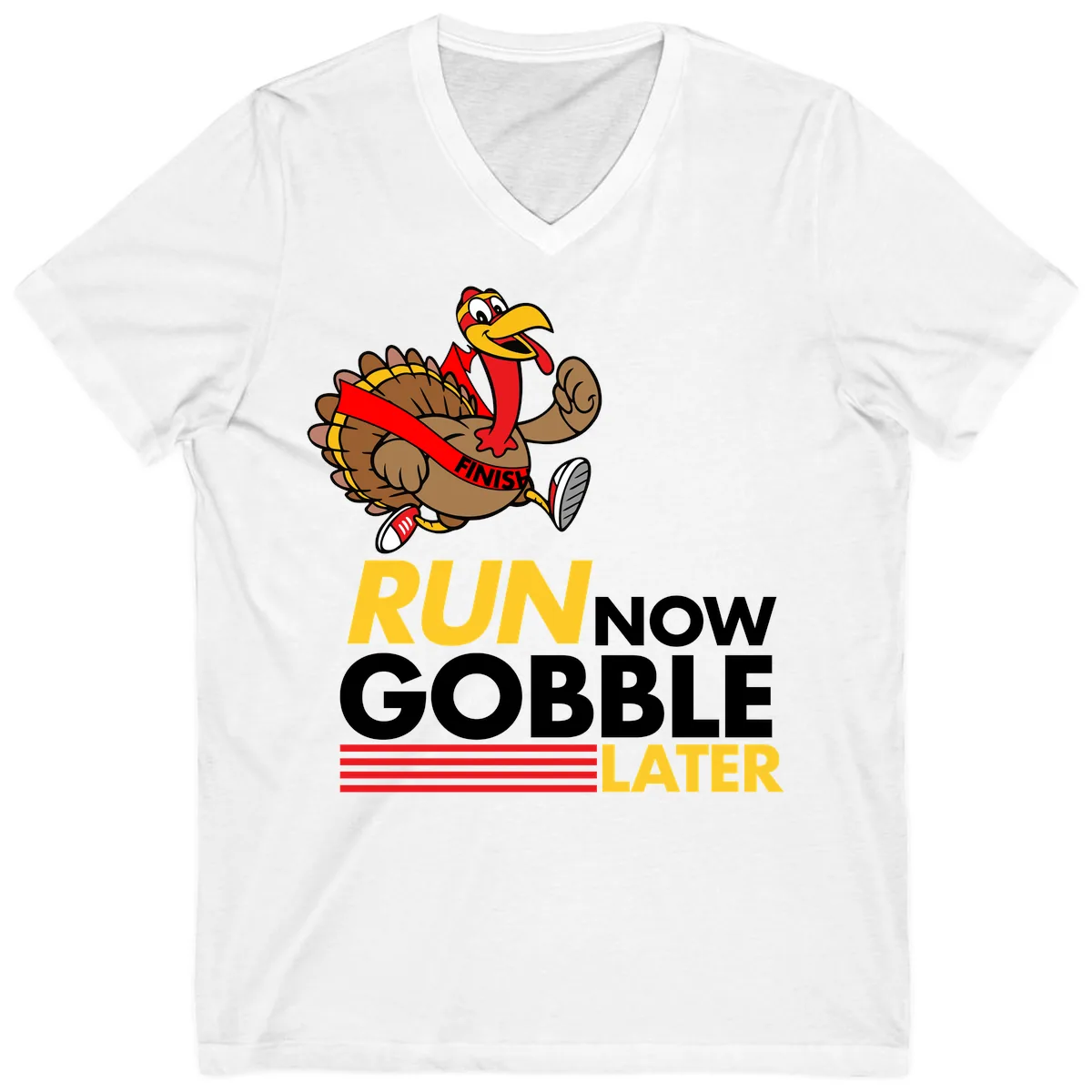 Run Now Gobble Later Turkey V-Neck in White