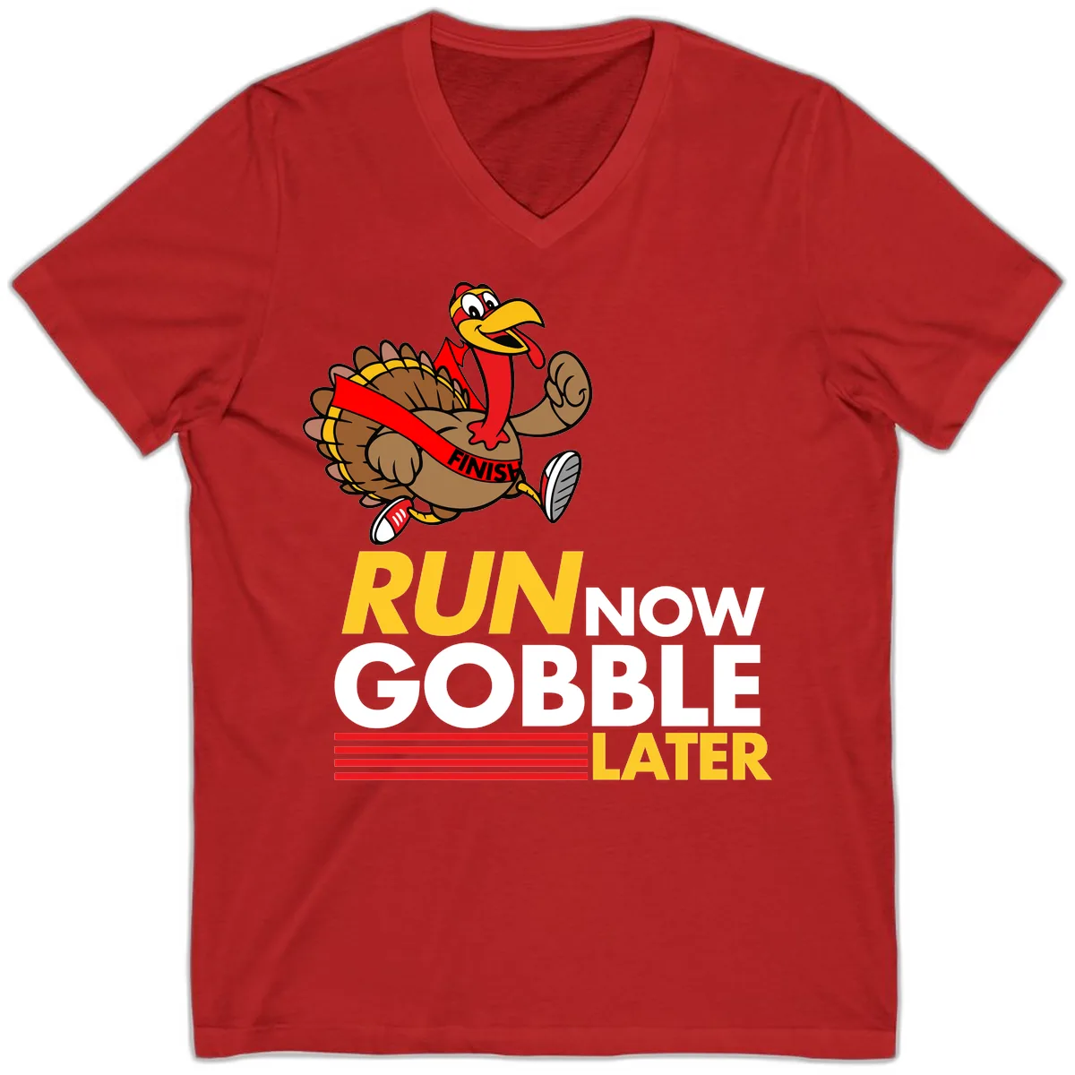 Run Now Gobble Later Turkey V-Neck in Red
