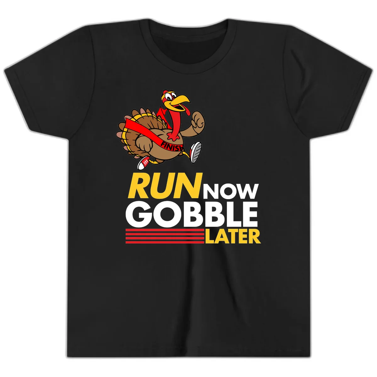 Run Now Gobble Later Turkey Youth T-Shirt in Black