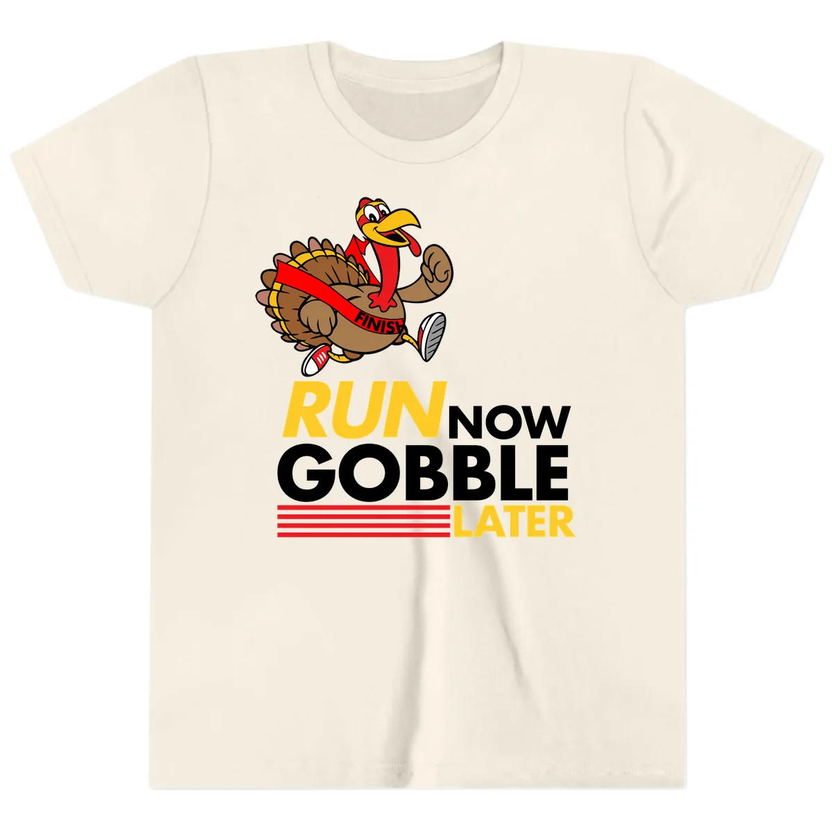 Run Now Gobble Later Turkey Youth T-Shirt in Natural