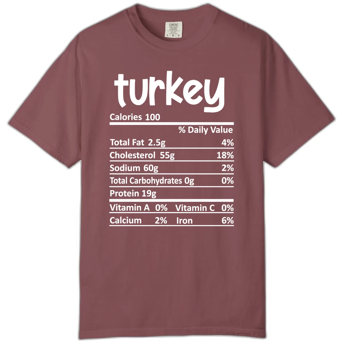 Turkey Nutrition Facts Comfort Color in Brick