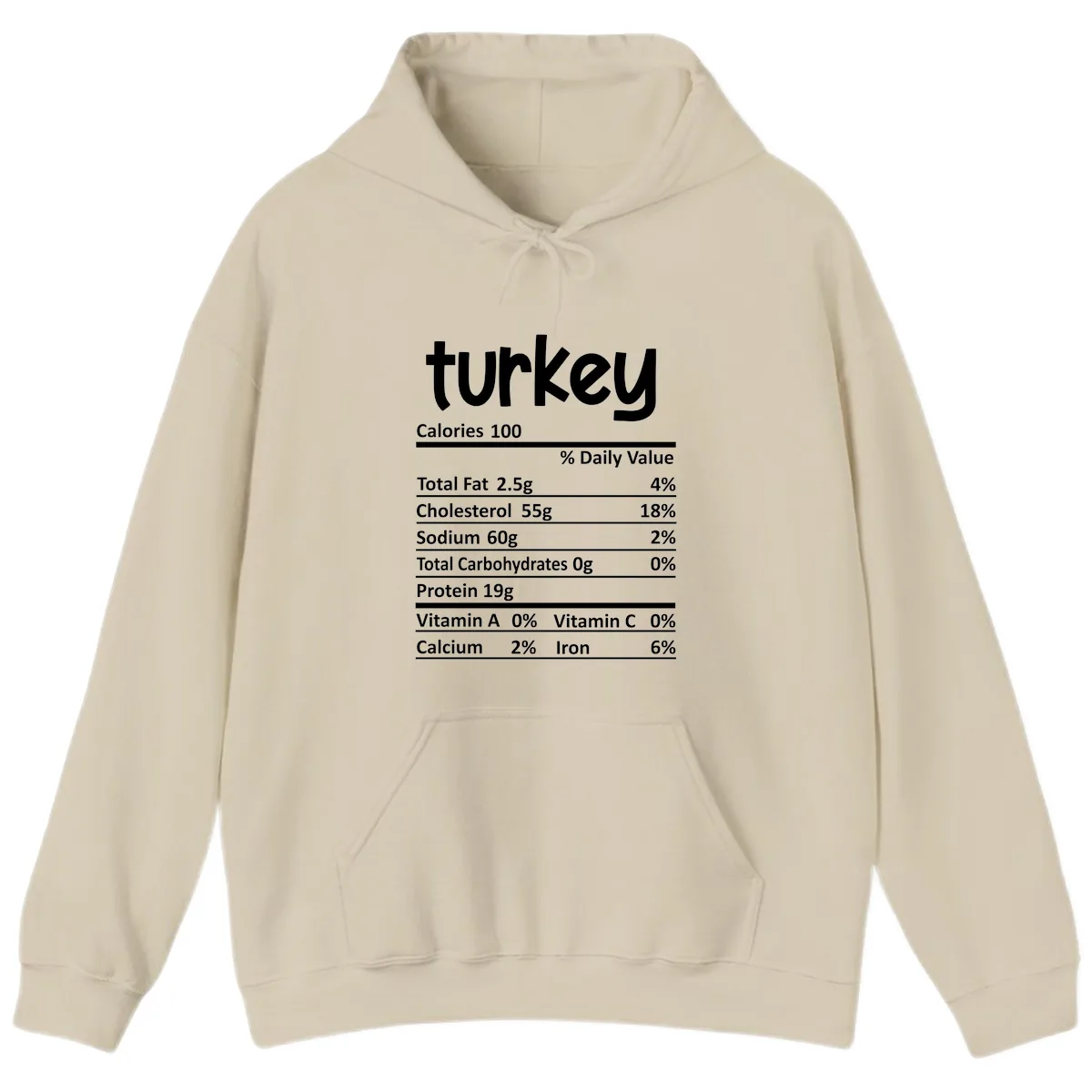 Turkey Nutrition Facts Hoodie in Sand