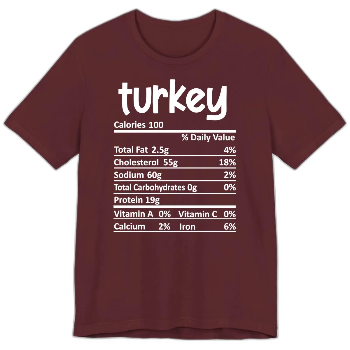 Turkey Nutrition Facts Premium T-Shirt in Maroon