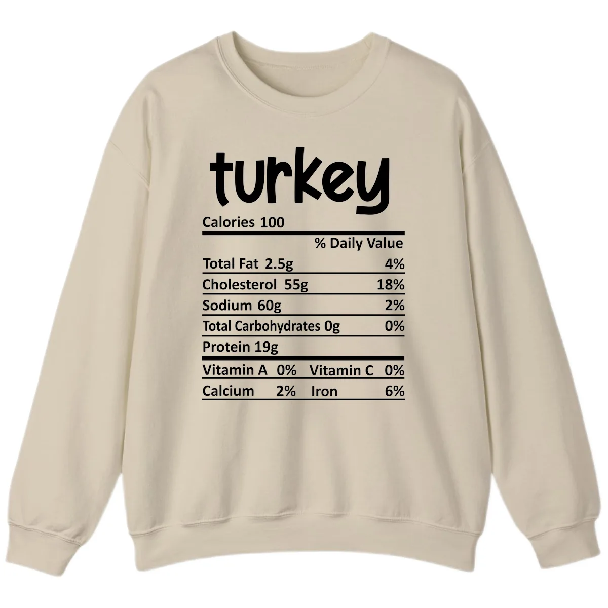 Turkey Nutrition Facts Sweatshirt in Sand