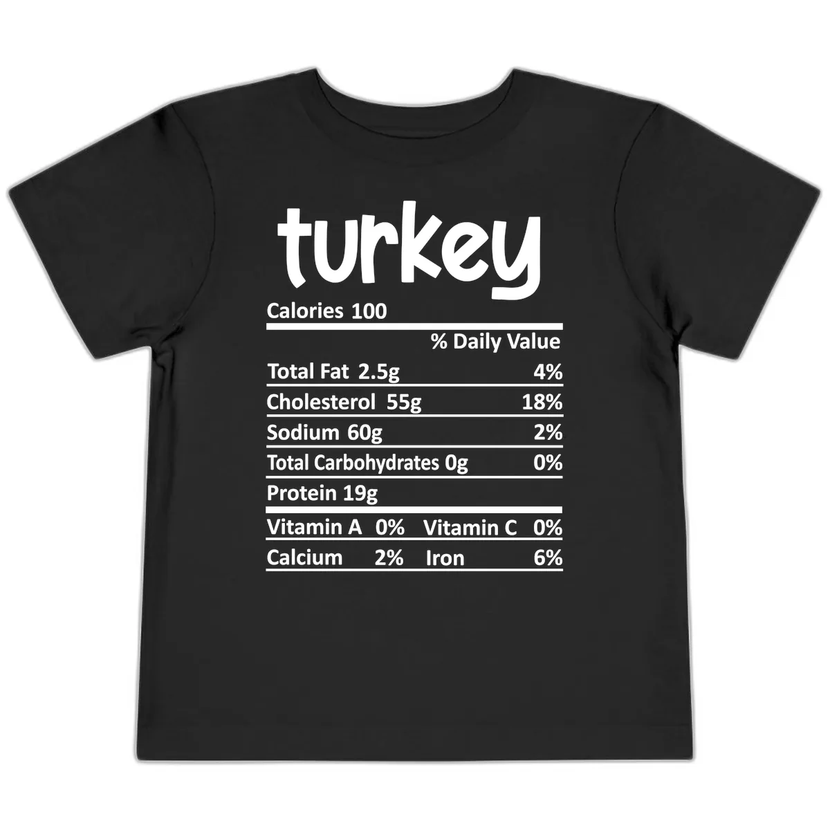 Turkey Nutrition Facts Toddler T-Shirt in Black