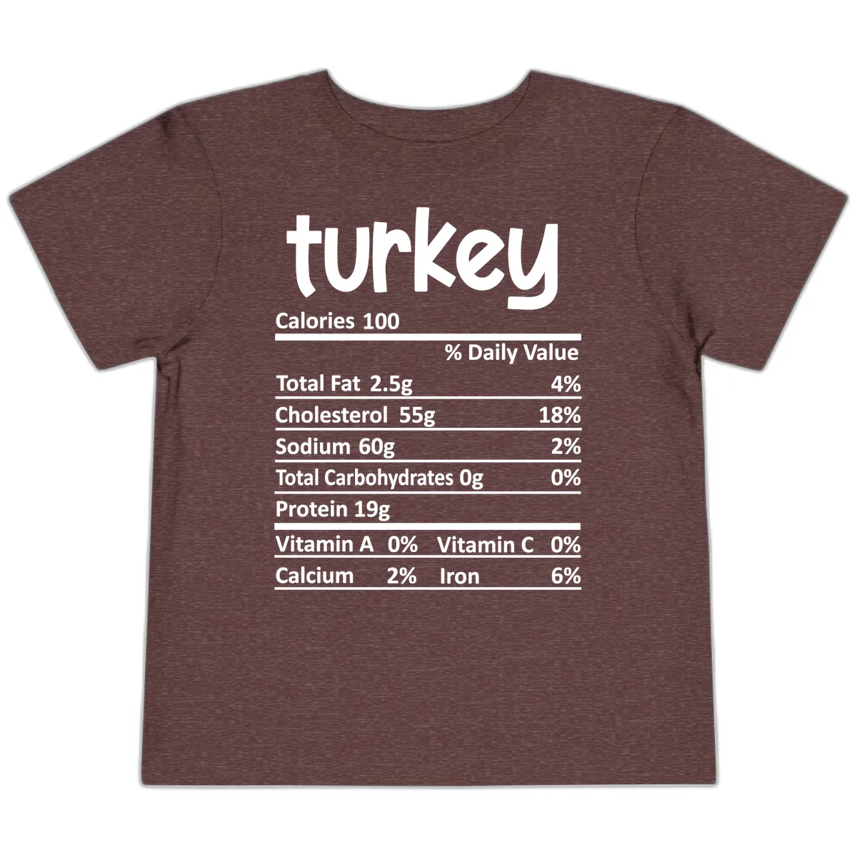 Turkey Nutrition Facts Toddler T-Shirt in Heather Maroon
