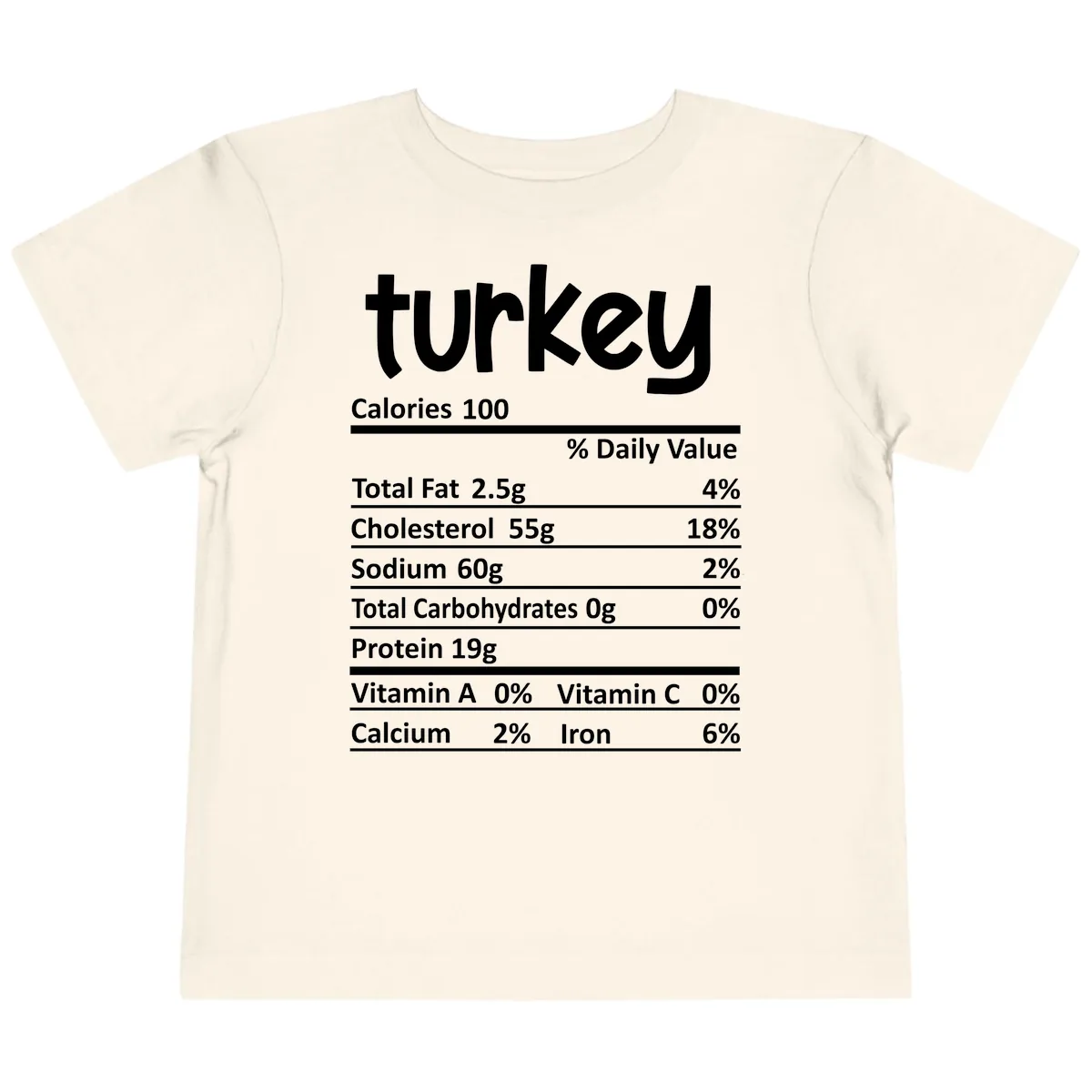Turkey Nutrition Facts Toddler T-Shirt in Natural