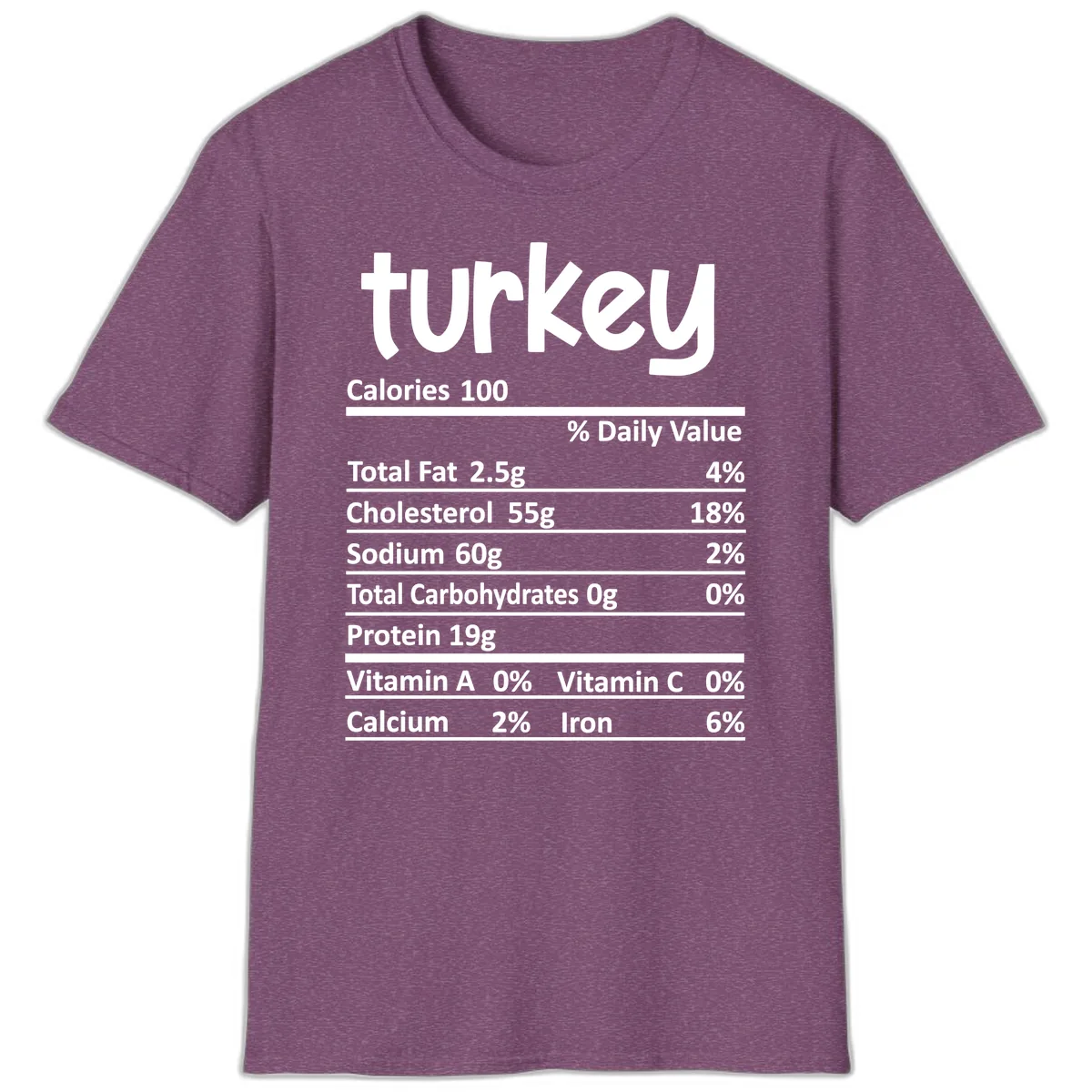 Turkey Nutrition Facts T-Shirt in Heather Maroon