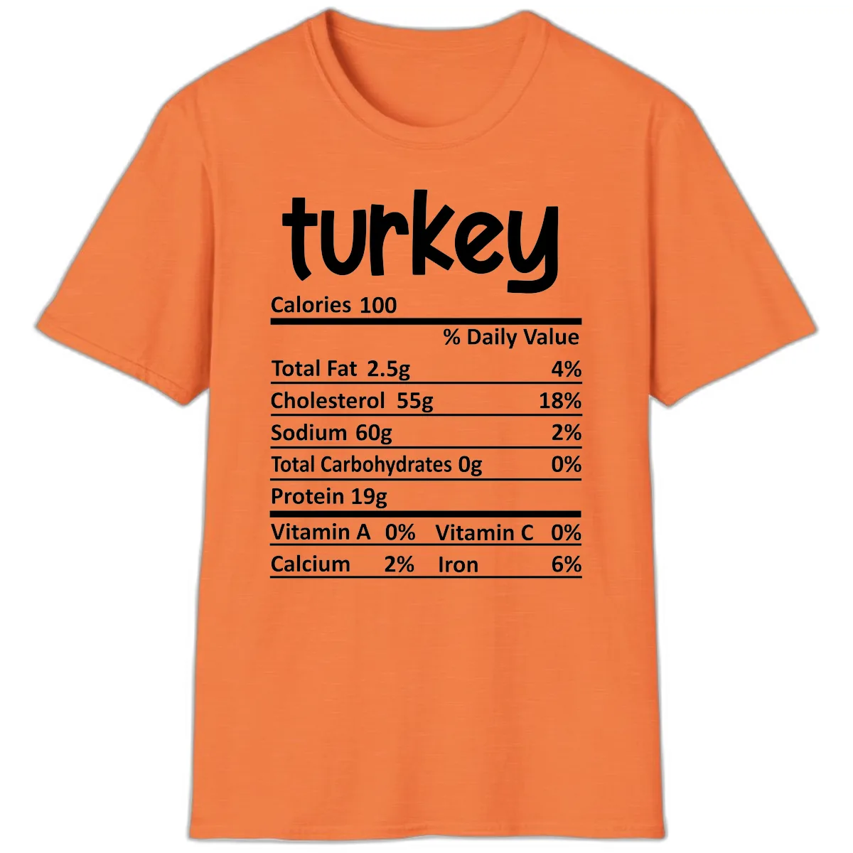 Turkey Nutrition Facts T-Shirt in Heather Orange