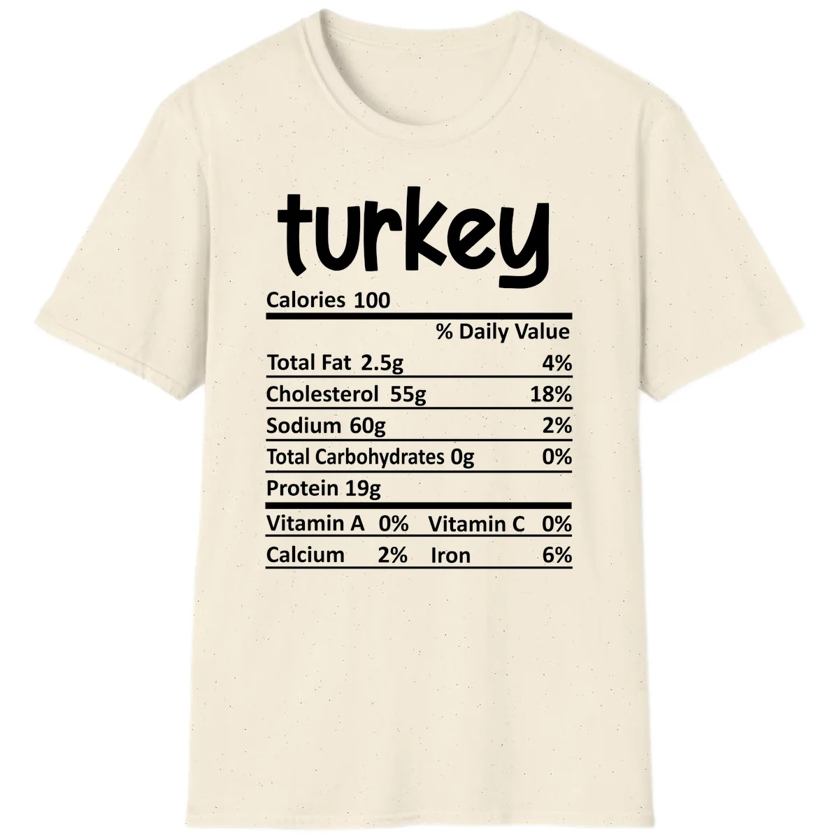 Turkey Nutrition Facts T-Shirt in Natural