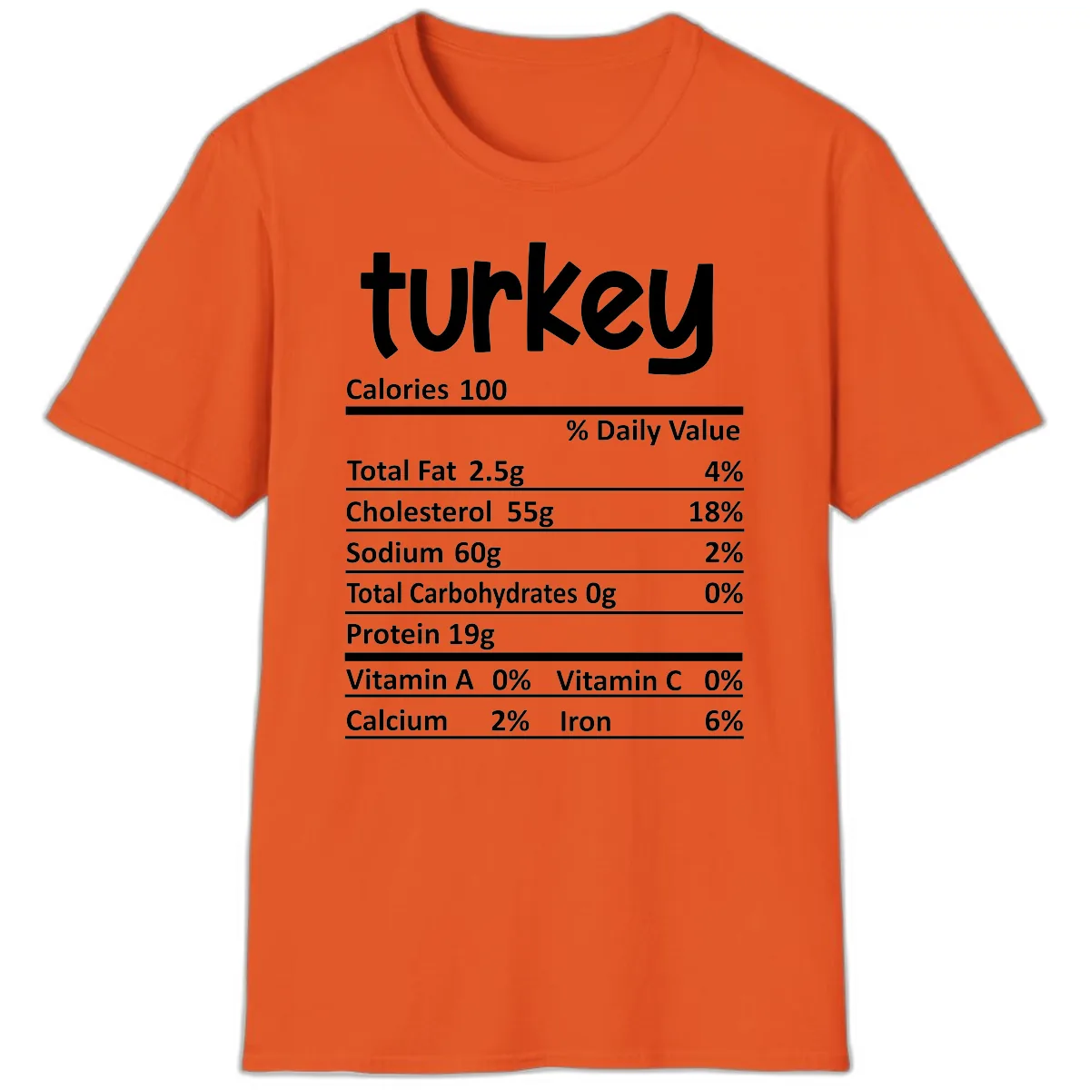 Turkey Nutrition Facts T-Shirt in Orange