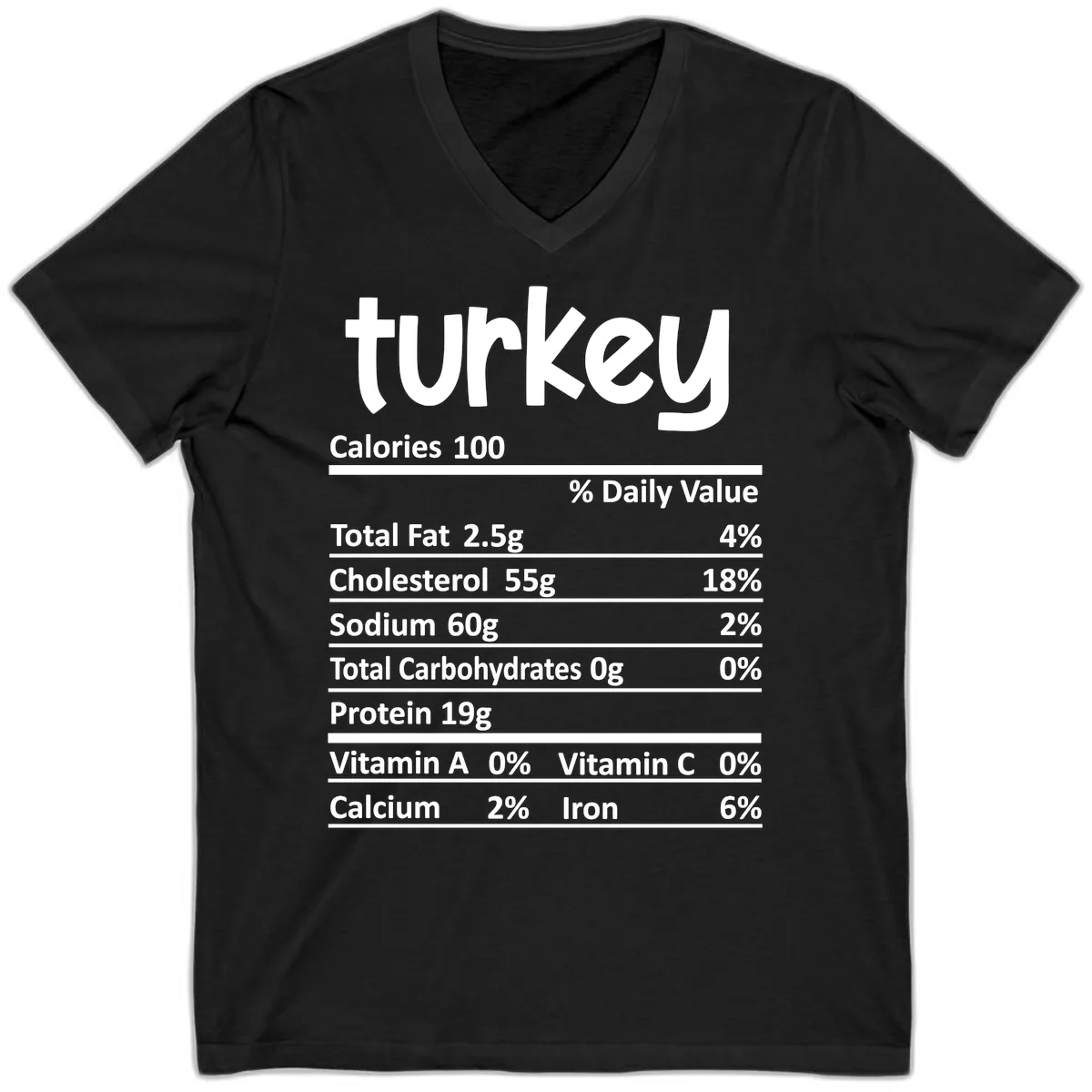 Turkey Nutrition Facts V-Neck in Black