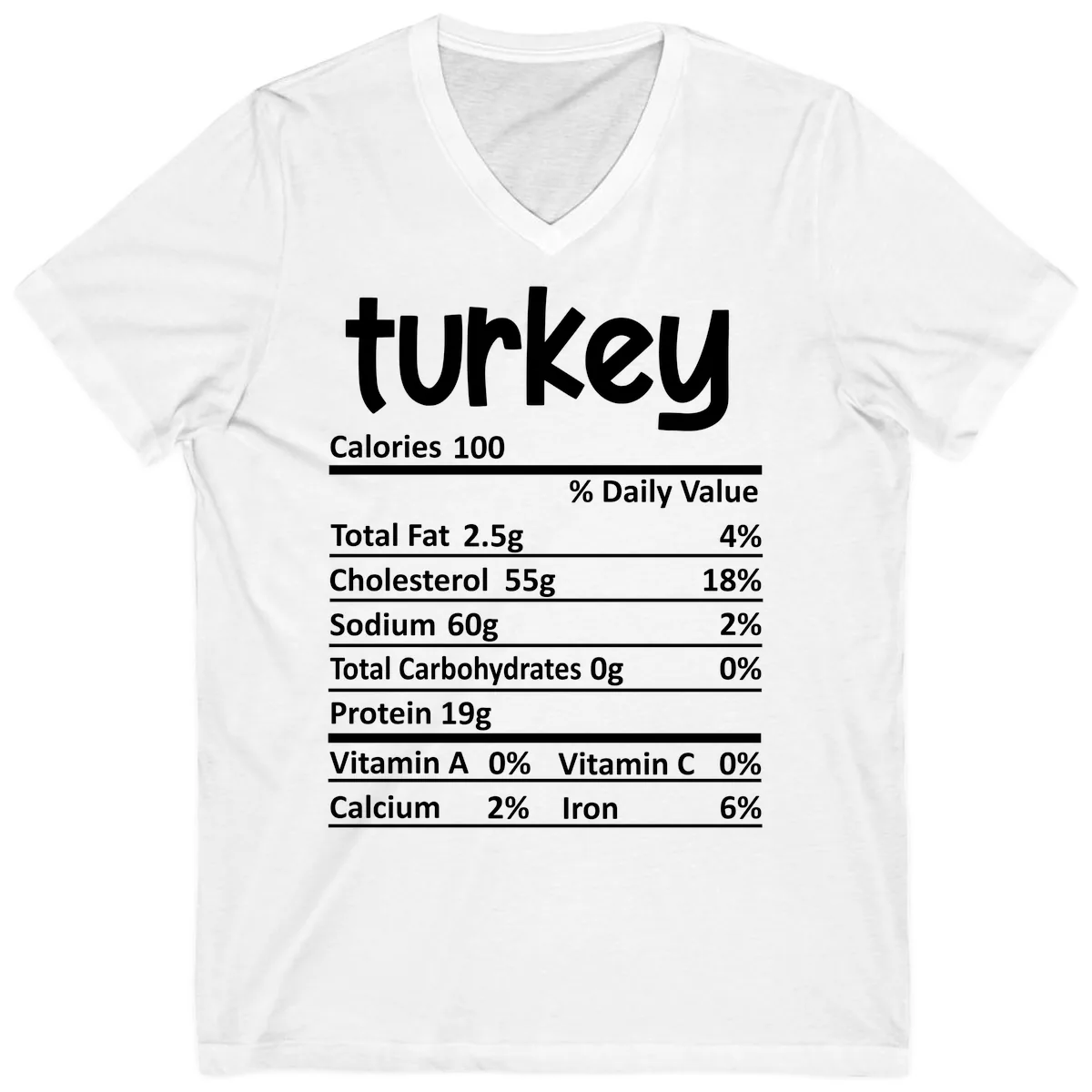 Turkey Nutrition Facts V-Neck in White