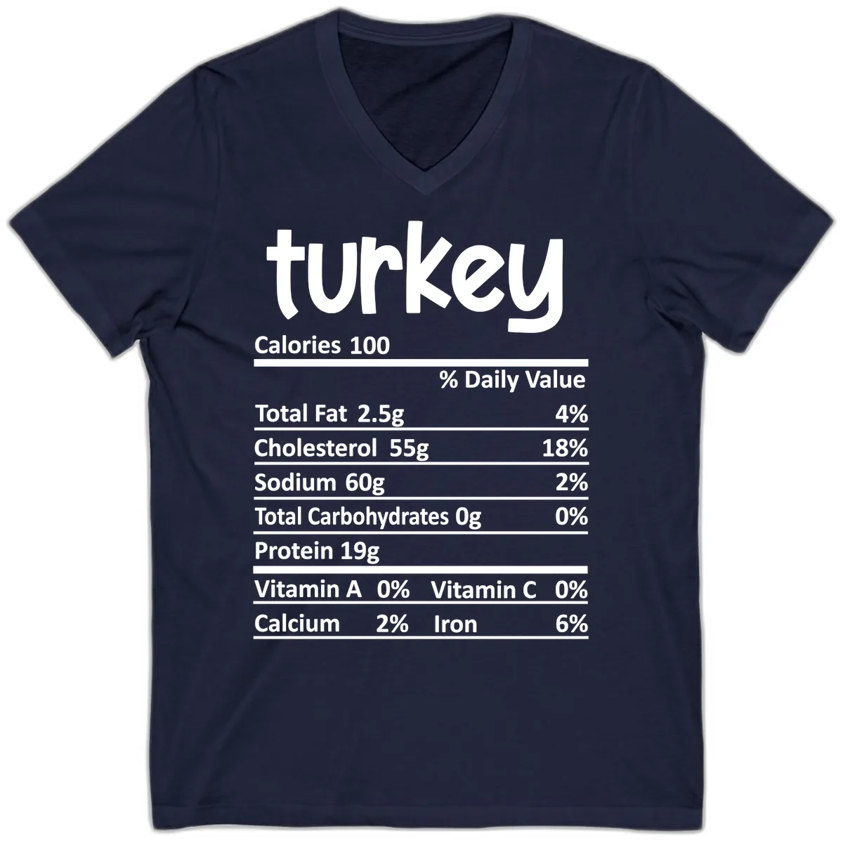 Turkey Nutrition Facts V-Neck in Navy