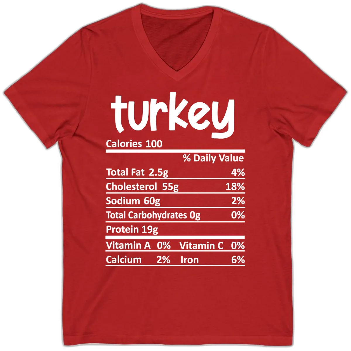 Turkey Nutrition Facts V-Neck in Red