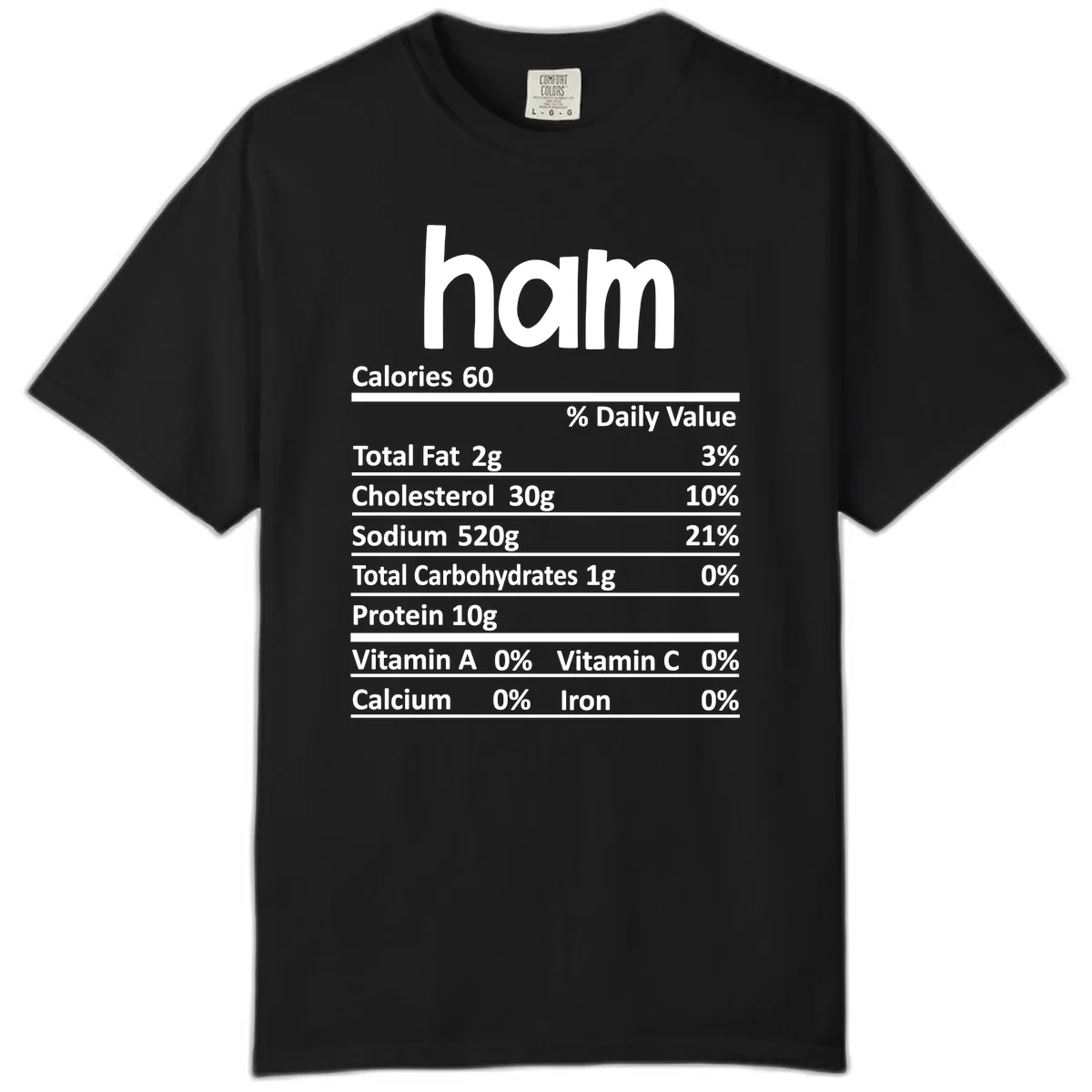Nutrition Facts Ham Label Comfort Color in Black