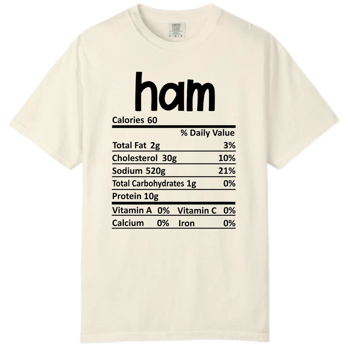 Nutrition Facts Ham Label Comfort Color in Ivory