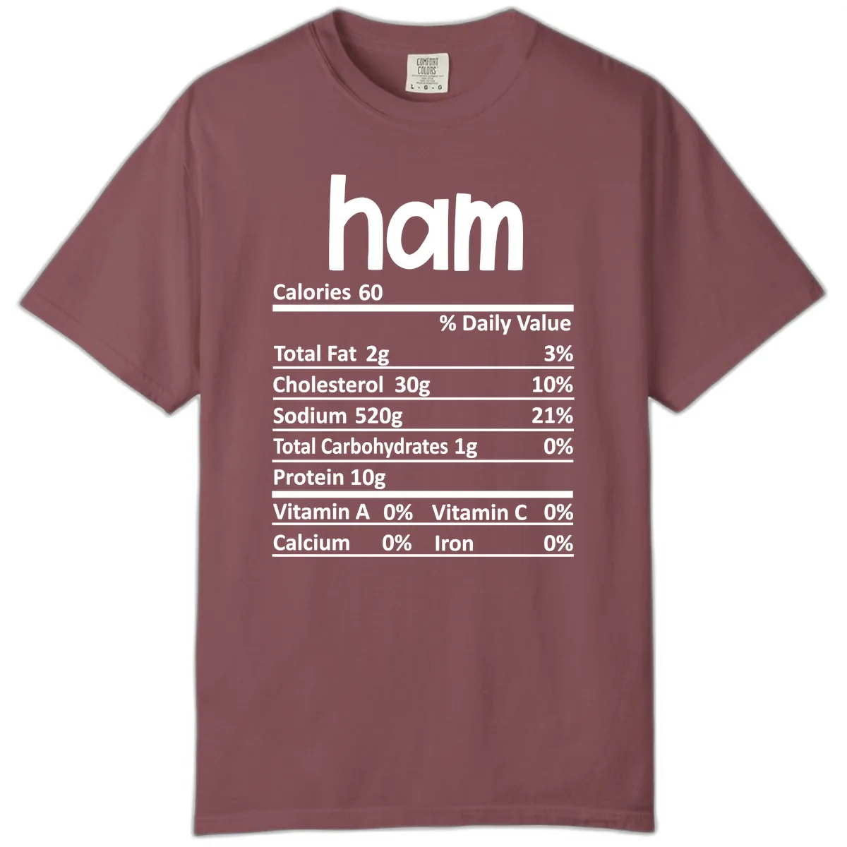 Nutrition Facts Ham Label Comfort Color in Brick